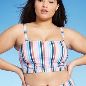 NWT Xhilaration Pastel Stripe Bandeau Bikini Top 22W